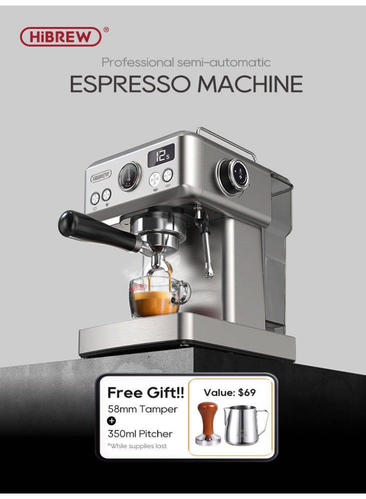 Hibrew 20 Bar Espresso semi Coffee Machine | Cappuccino, Latte Macchiato With Milk Frother | Thermo Block Heating System For Accurate Temperature | Easy To Clean 1.8L 1350 W H10A-Silver - Image 2