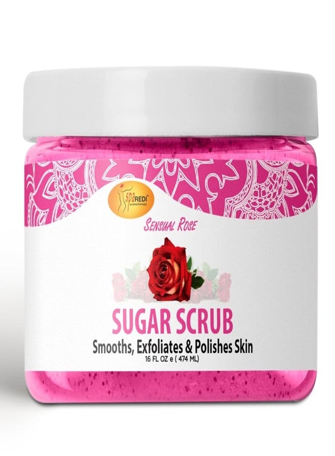 SPA REDI - Sugar Body Scrub, Sensual Rose, 16 Oz, Exfoliating, Moisturizing, Hydrating and Nourishing, Glow, Polish, Smooth and Fresh Skin - Body Exfoliator - Image 1