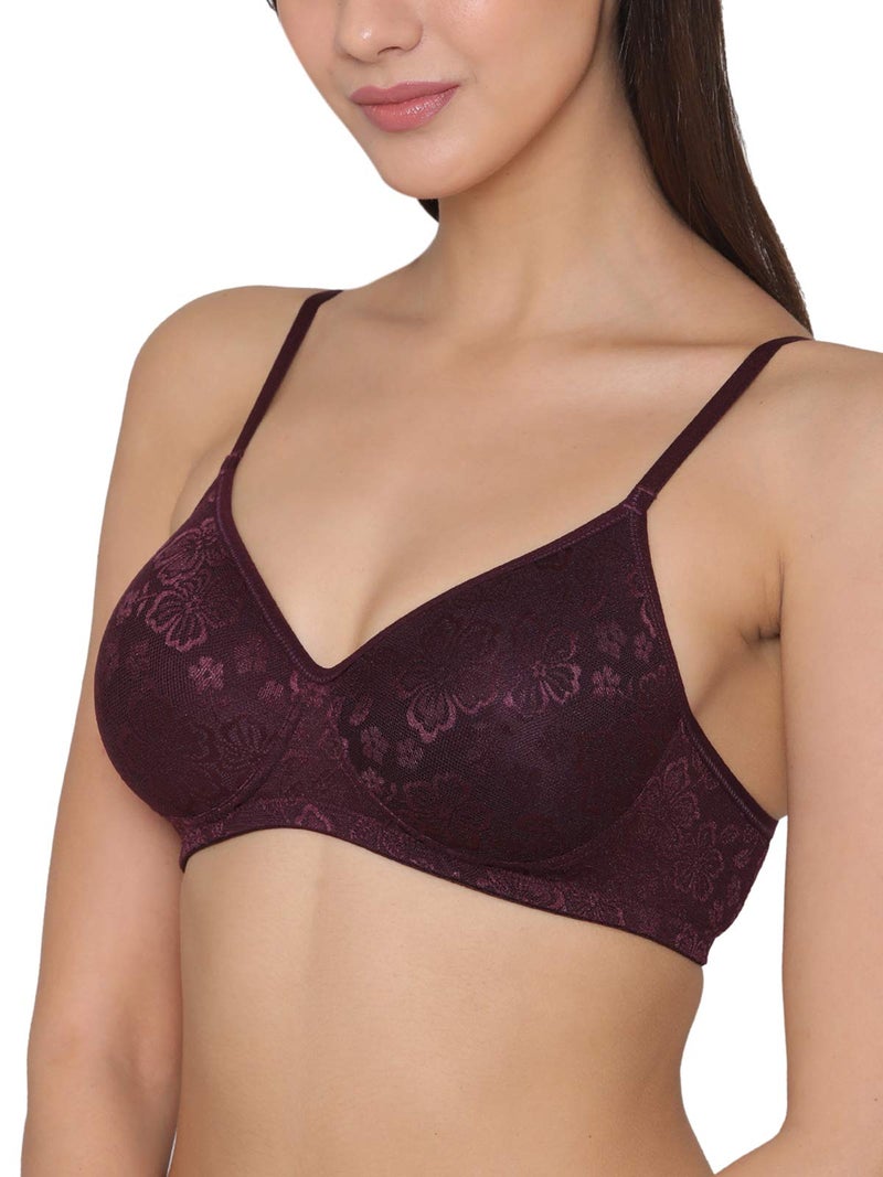 Clovia Women's Cotton Padded Wire Free Full Cup, Everyday Comfy Bra (BR1479P1234B_Purple_34B) - Image 4