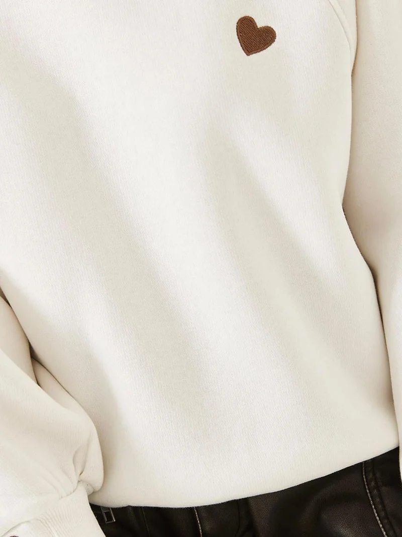 Bianco Lucci White LUCCI Embroidered Crew Neck Long Sleeve Sweatshirt for Women | Best Price UAE
