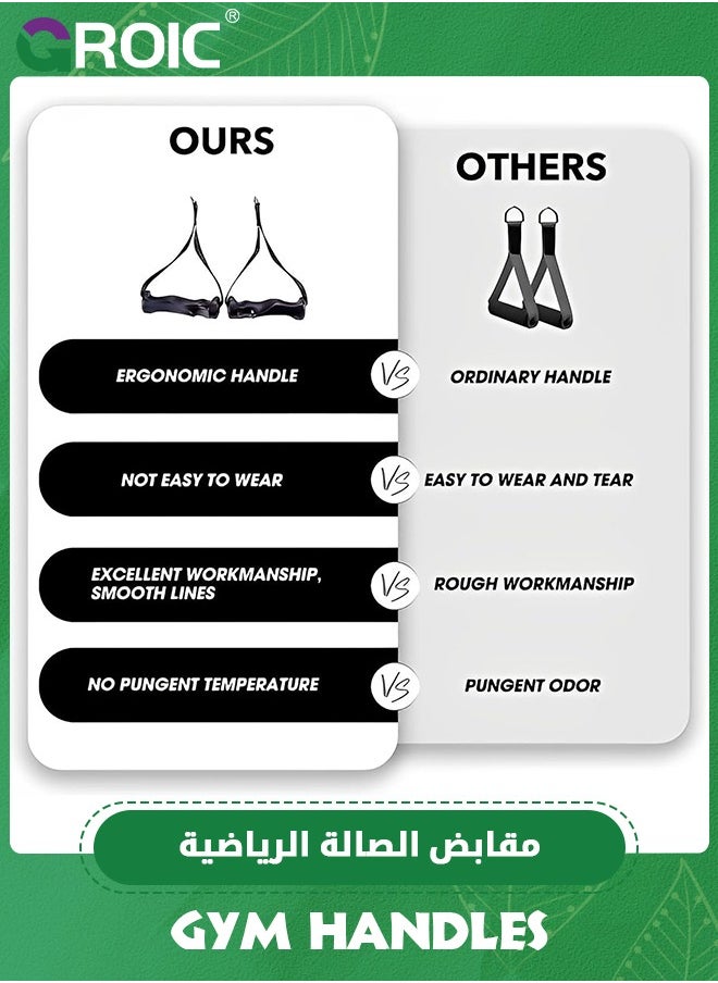 GROIC مقبض التمرين، مقابض آلة الكابلات لمعدات الصالة الرياضية، مقابض شريط المقاومة لمرفق الكابل بمقبض D، مقبض اللياقة البدنية عالي التحمل، مقابض التمارين الرياضية (عبوة من قطعتين، أسود)  - Image 5