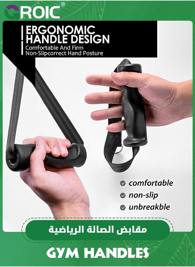 GROIC مقبض التمرين، مقابض آلة الكابلات لمعدات الصالة الرياضية، مقابض شريط المقاومة لمرفق الكابل بمقبض D، مقبض اللياقة البدنية عالي التحمل، مقابض التمارين الرياضية (عبوة من قطعتين، أسود)  - Image 3