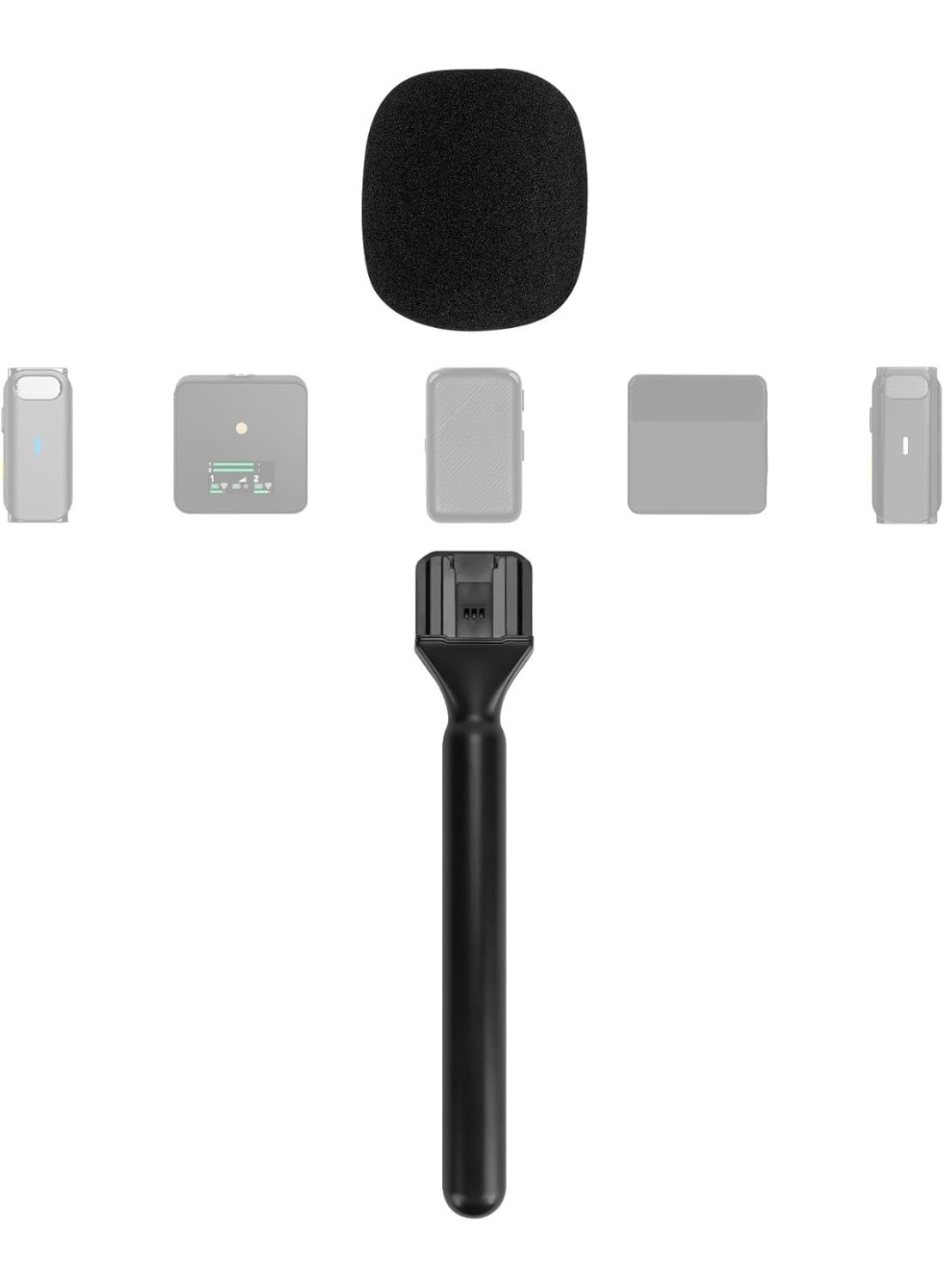 Wireless Interview Microphone Adapter – Handheld Mic Holder Mount with Foam Windscreen, Universal Mic Adapter for DSLR Camera, Smartphone, YouTube, Podcast, Vlog, Live Streaming