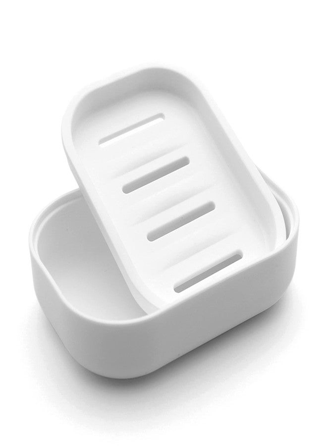UVIVIU Plastic Soap Dish, Container, Keeps Soap Dry,Easy Cleaning,Drain,White - Image 1