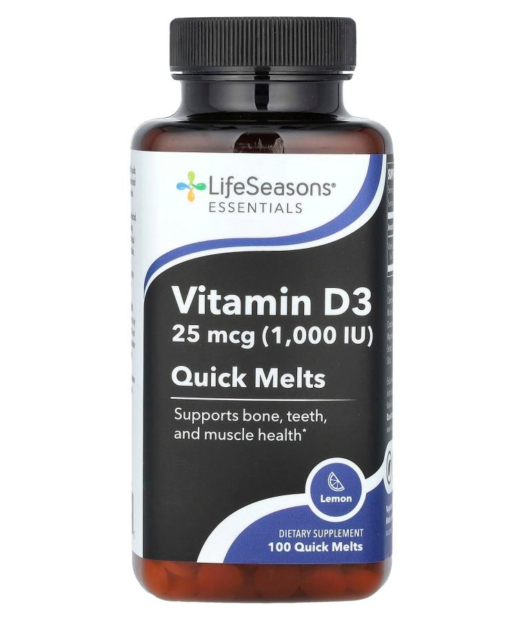LifeSeasons Essentials Vitamin D3 Lemon 25 mcg (1000 IU) 100 Quick Melts