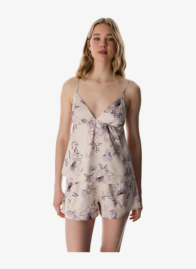 Penti Women Petal Satin Pastel Beige Shorts