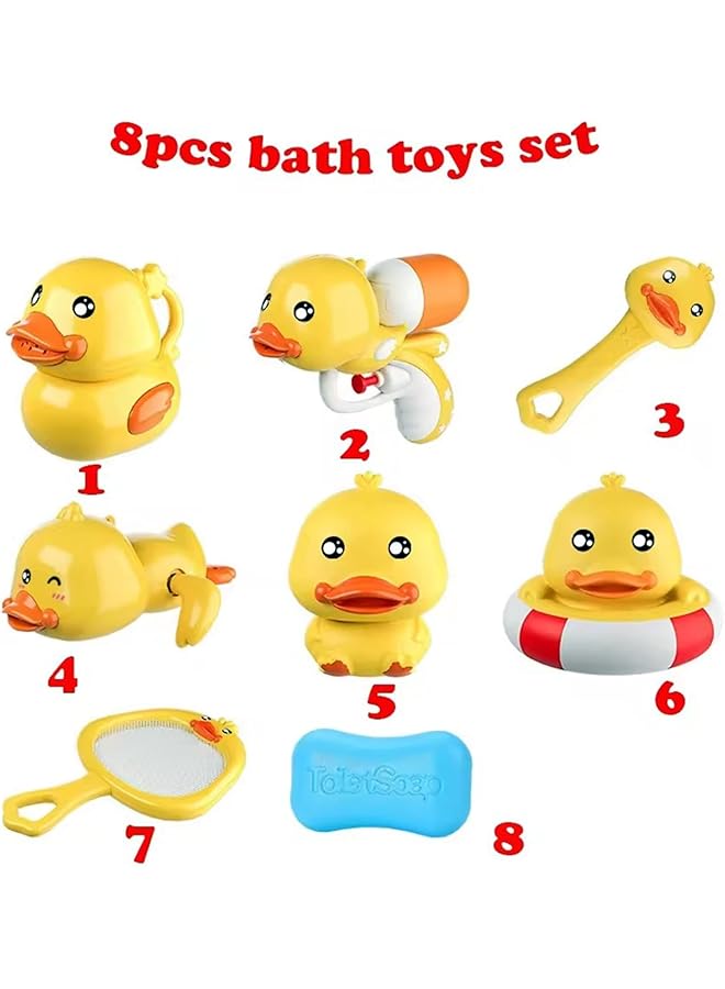 erorex Baby Bath Toys 8 Pcs Safety Bath Ducky Toy Set Boys And Girls Water Bath Toy Set Wind Up Kids - Image 2
