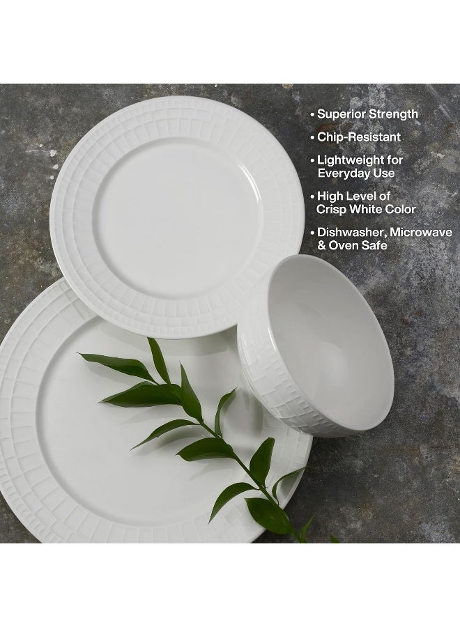 Mikasa طقم أدوات المائدة ميكاسا لوكس من البورسلين العظمى المقاوم للكسر 12 قطعة خدمة لـ 4 أشخاص أبيض - Image 3