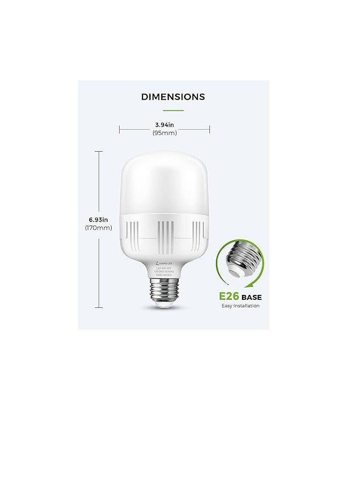 ESNCO LED Super Bright Light Bulbs, 250-300W Equivalent 3400LM E26 Garage Bulb, 5000K Daylight 30 Watt High Lumen Bulb w/E39 Adapter for Commercial Warehouse Workshop Factory Backyard Barn, 2 Pack  - Image 5