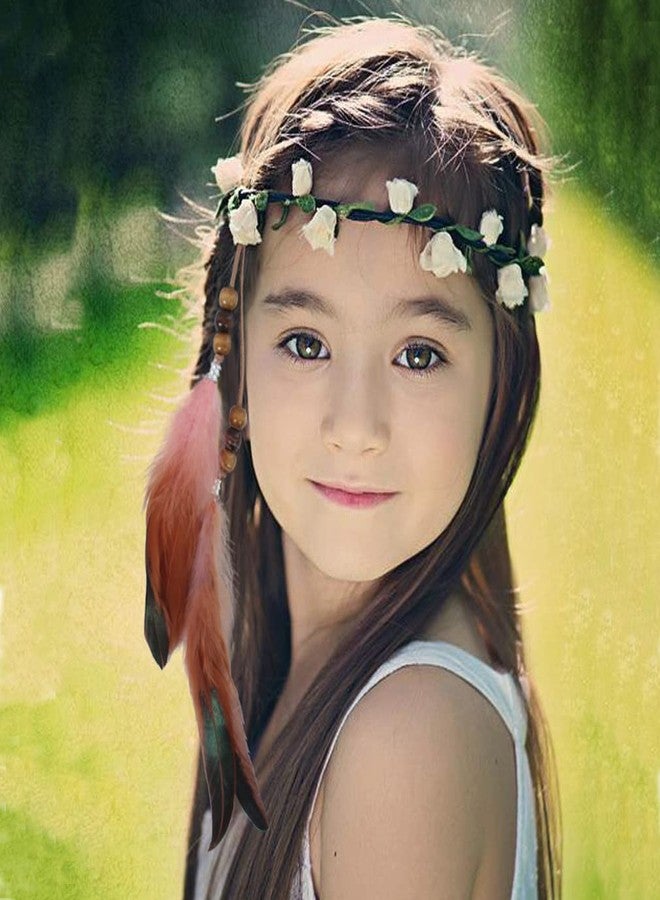 Aosome New Handmade Feather Hair Clip Extensions - Tribal Headdress With Braided Beads - 6 PCS - Image 3