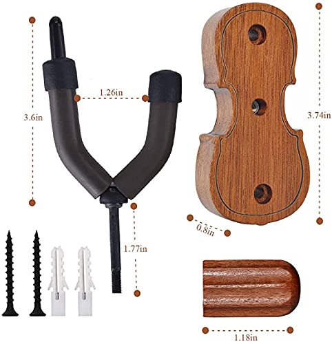 KingPoint Wall Mount Violin Hanger Hook, Mahogany Wood Violin Holder Stand for Home Studio Violin String Instrument Accessories - Image 3