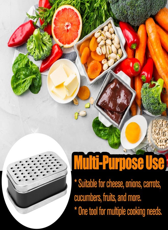 KH866 2 In 1 Cheese Grater with Container and Lid Metal Handheld with Storage Box Stainless Steel - Citrus Lemon Zester, Fruit Vegetable Onion Choppers, Airtight Includes Hand Peelers, Grinder, Shredder - Image 4