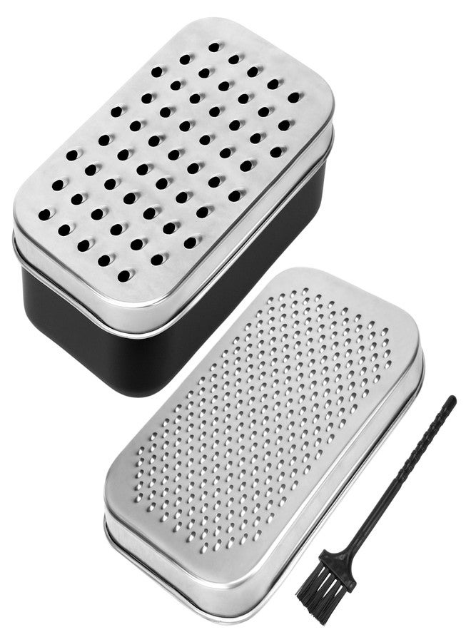 KH866 2 In 1 Cheese Grater with Container and Lid Metal Handheld with Storage Box Stainless Steel - Citrus Lemon Zester, Fruit Vegetable Onion Choppers, Airtight Includes Hand Peelers, Grinder, Shredder - Image 1