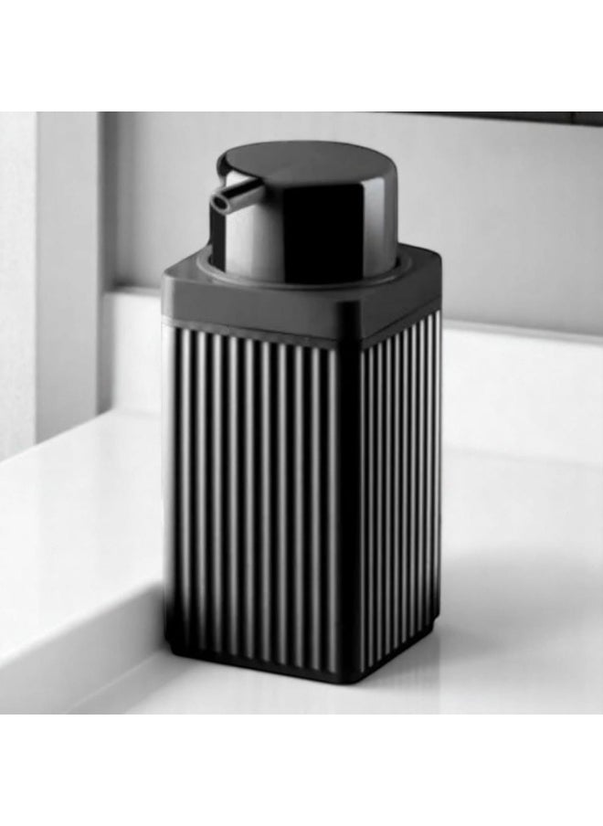 Plan A 3 Piece Bathroom Accessories Set – Liquid Soap Dispenser with Pump, Solid Soap Dispenser, Toothbrush Holder – Elegant Square Design in Black Plastic – Perfect for Bathroom or Kitchen  - Image 5