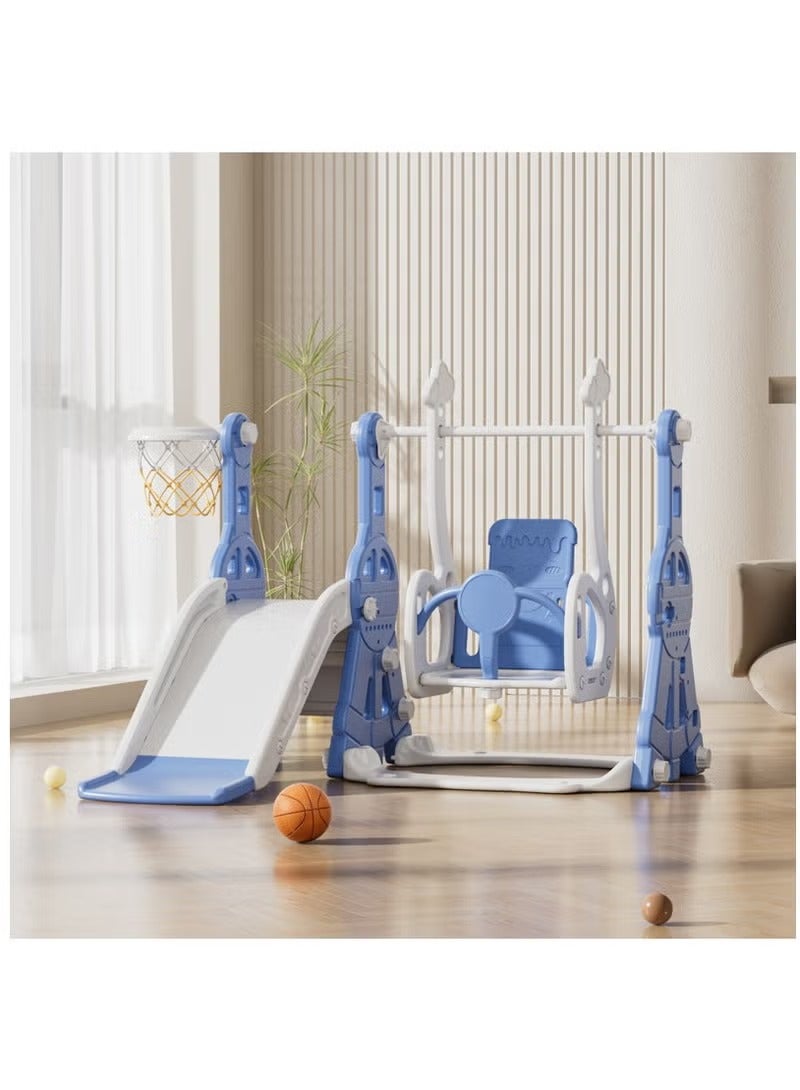 فول جوي مجموعة زحليقة وأرجوحة مع حلقة كرة سلة 3*1 للأطفال،مجموعة ملعب داخلي وخارجي للأطفال الصغار،مجموعة ألعاب تسلق للأطفال - Image 1