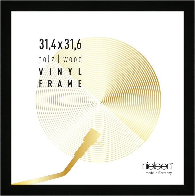 VINYL RECORD DISPLAY FRAME BLACK WOOD 31X31X25CM FITS DOUBLE LPS WITH PUSH AND TURN CLIP