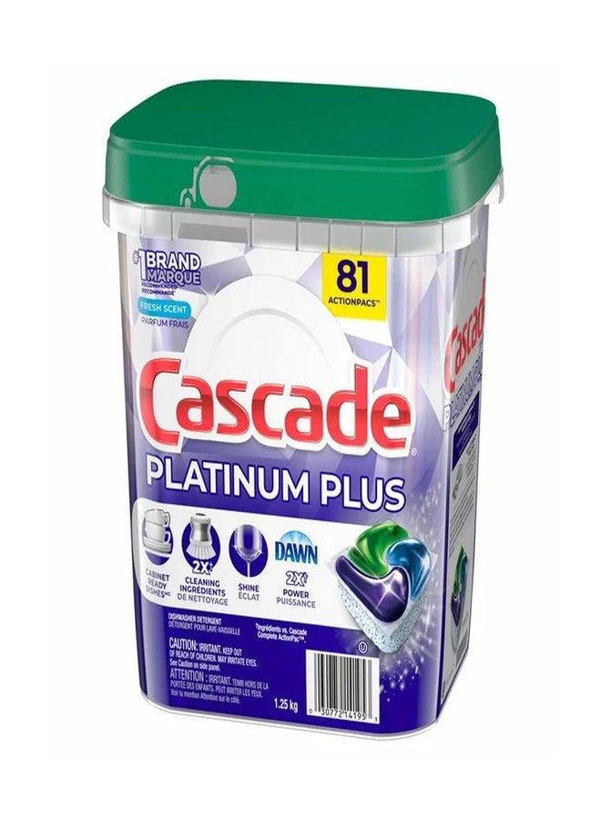 Procter & Gamble Cascade Platinum Plus ActionPacs Dishwasher Detergent Pods, Fresh Scent, 81 Count - Image 2