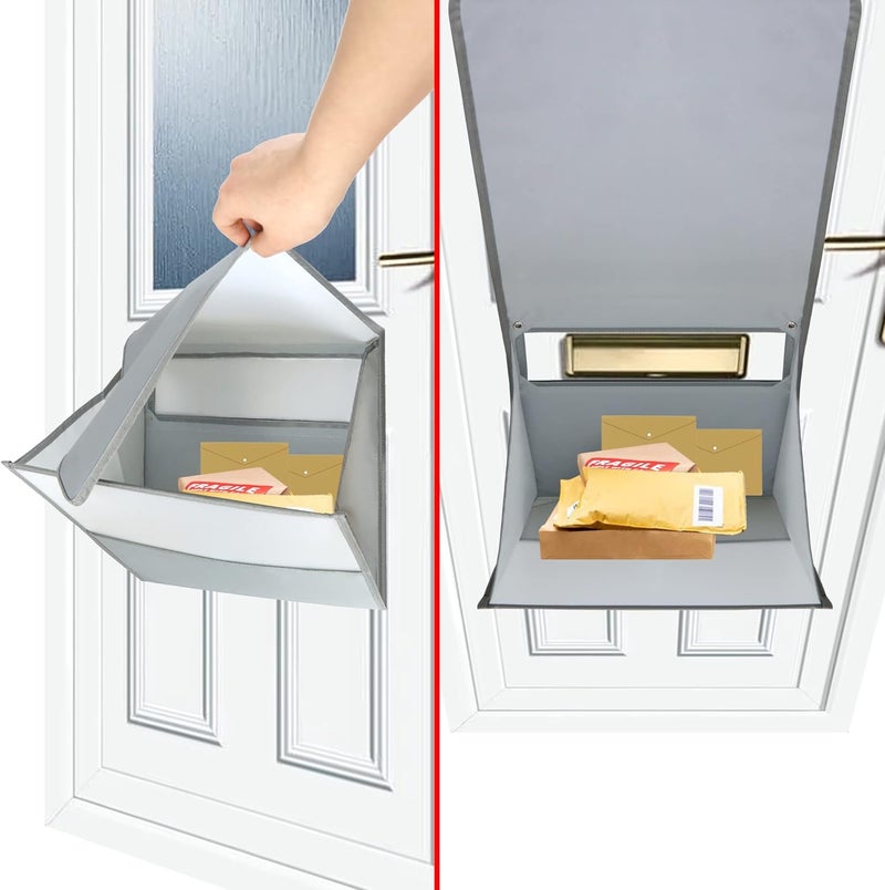 Annmore Mail Slot Catcher for Door Mail Slot, Grey Mail Catcher Bag, Indoor Mail Slot Cover Interior Draft Stopper, Large Size, Self-Adhesive, Large Capacity, Practical Garage Door Accessories - Image 4