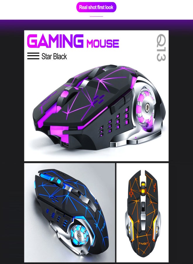 T-WOLF Wireless Q13 2.4G Noiseless Computer with Nano Receiver 3 Adjustable DPI Levels Rechargeable Battery Portable Computer Mice for PC Tablet Laptop - Image 4