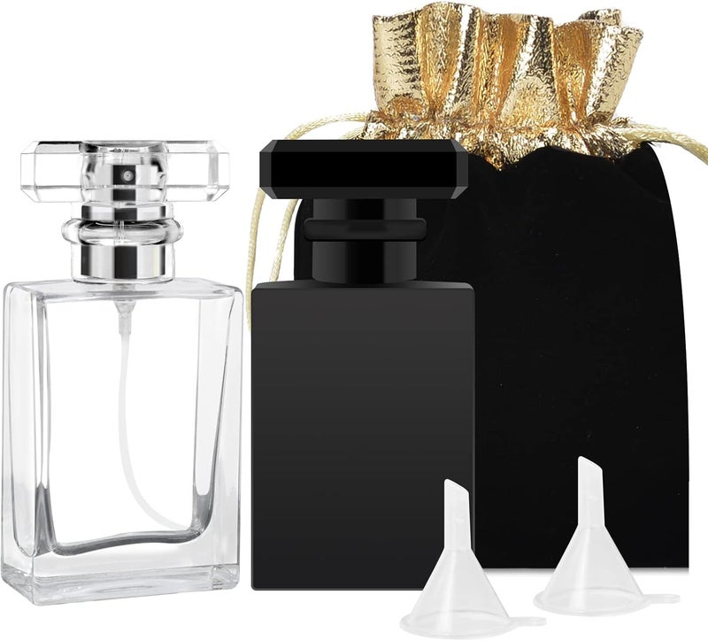 Luxsego Perfume Bottle Atomizer 30ML Refillable Fine Mist Spray Bottles, Empty Glass Essential Oil Container for Travel, Handbag or Date, With Storage Bag & Funnels(Classic) Land transit & shipment compatible - Image 1