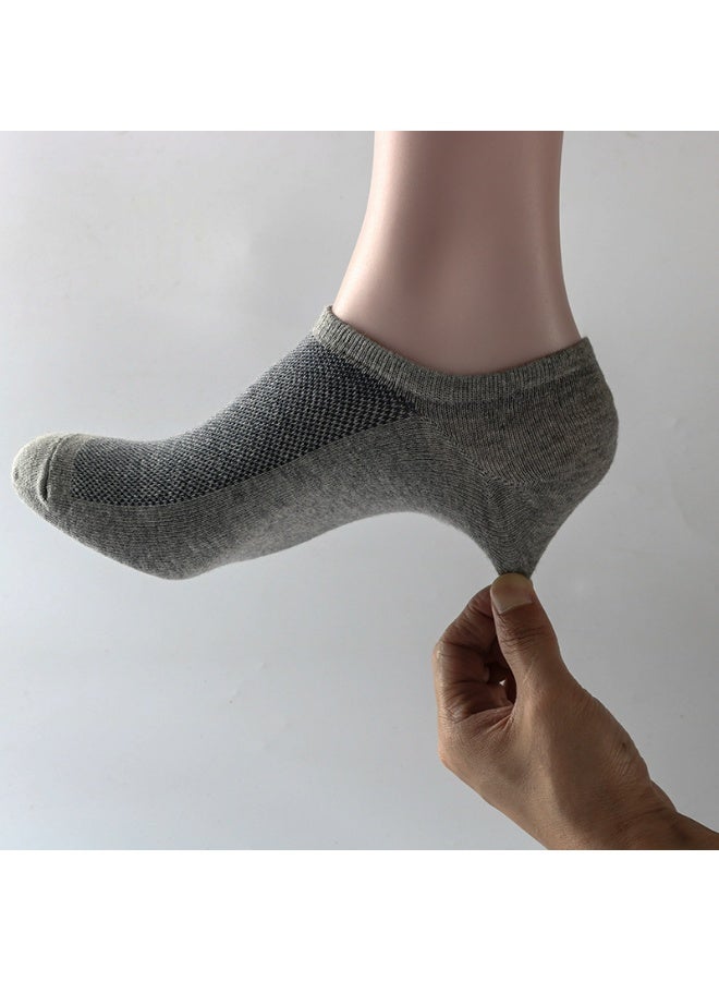 No Show Socks for Men and Women, 6 Pairs, Moisture-Wicking Mesh Cotton, Low Cut with Non-Slip Heel, Black White Gray(M) - Image 2