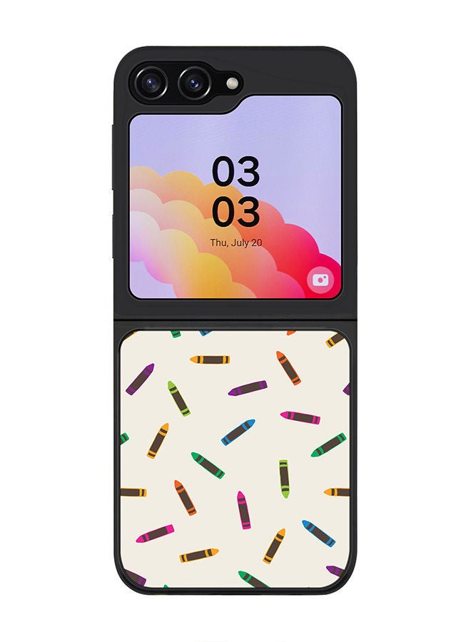Stylizedd Rugged Black edge case for Samsung Galaxy Z Flip5, Slim fit Soft Case Flexible Rubber Edges Anti Drop TPU Gel Thin Cover -  Crayon Pary  - Image 1