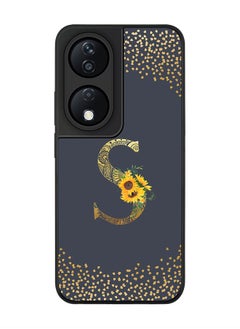 Rugged Black Edge Case for Honor X7b, Slim fit Case Cover - Custom Monogram Initial Letter Mandala Floral Pattern Alphabet - S (Grey )