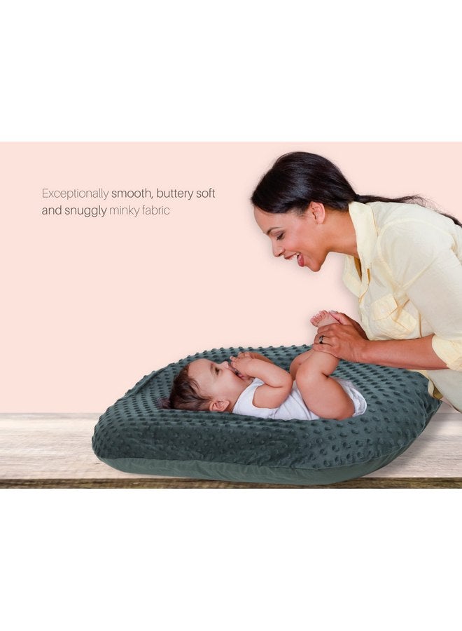 Mila Millie Mila Millie Water Resistant Removable Cover for Newborn Lounger | Minky Sensory Touch Slipcover for Baby Floor Seat | Premium Quality Soft Wipeable Fabric | Hypoallergenic (Forest) - Image 2