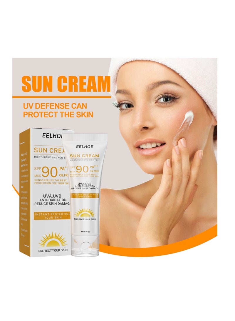 EELHOE Sun Cream for UV Anti-Oxidation Reduce Skin Damage SPF 90Moisturizing Sun Cream SPF90++ - Image 1