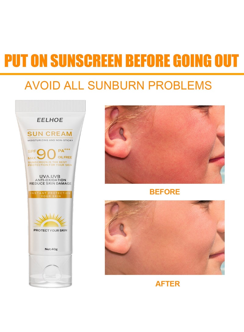 EELHOE Sun Cream for UV Anti-Oxidation Reduce Skin Damage SPF 90Moisturizing Sun Cream SPF90++ - Image 4