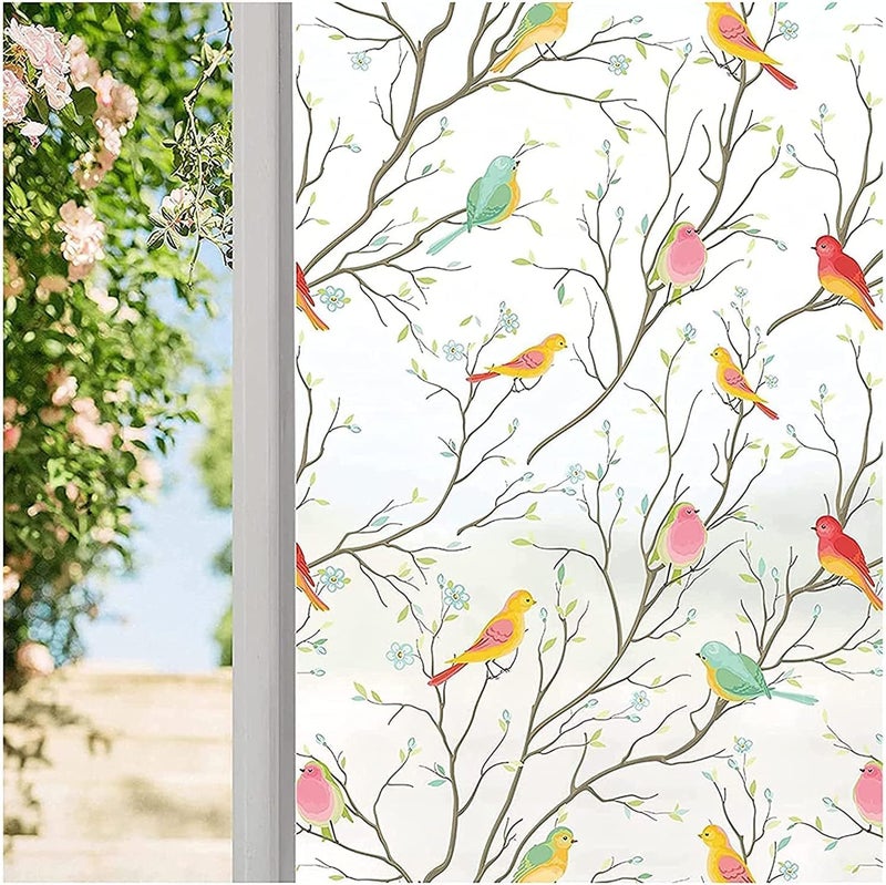 ARS Film Opaque Non-Adhesive Frosted Bird Window Film Decorative Static Cling Film Bird Window Stickers for Home Office 90x200 cm, Multicolour - Image 1