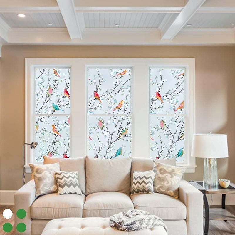 ARS Film Opaque Non-Adhesive Frosted Bird Window Film Decorative Static Cling Film Bird Window Stickers for Home Office 90x200 cm, Multicolour - Image 3