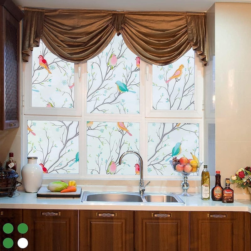 ARS Film Opaque Non-Adhesive Frosted Bird Window Film Decorative Static Cling Film Bird Window Stickers for Home Office 90x200 cm, Multicolour - Image 4