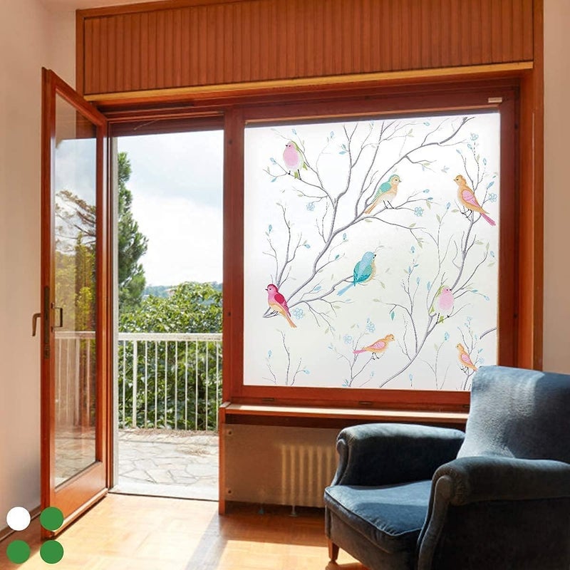 ARS Film Opaque Non-Adhesive Frosted Bird Window Film Decorative Static Cling Film Bird Window Stickers for Home Office 90x200 cm, Multicolour - Image 2
