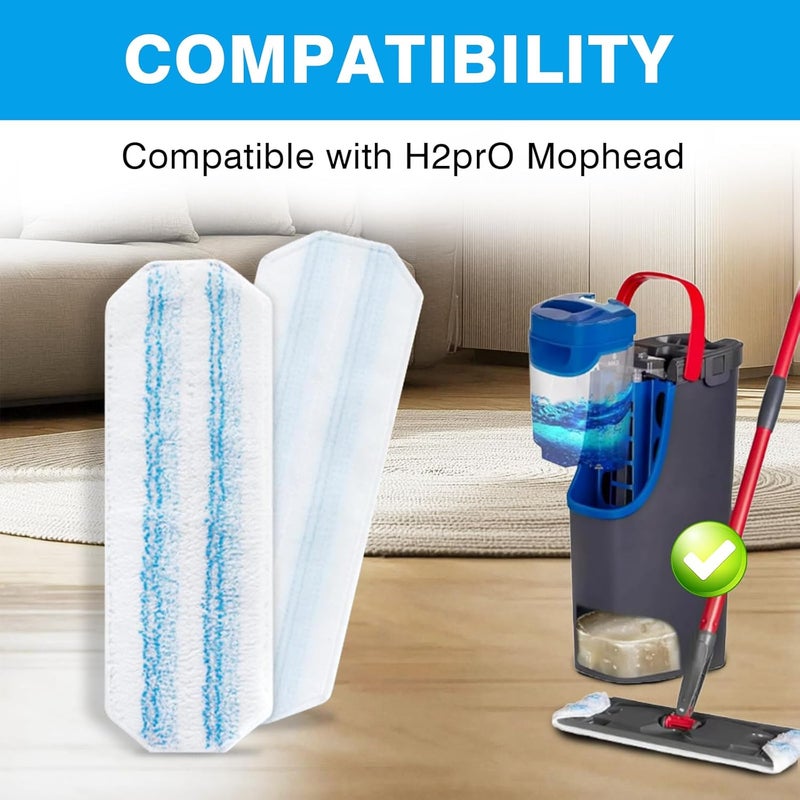 Geborn 12 Pack Microfiber Mop Pads Refill for O-Cedar H2prO Flat Mop System, Washable and Reusable Mop Replacement Heads for Floor Deep Cleaning, Mop Pad Refills for Wet and Dry Floor - Image 2