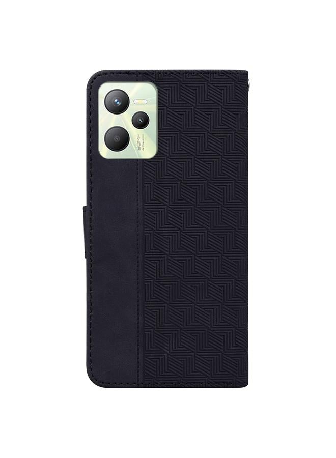 S-TOP Case For OPPO Realme C35 Geometric Embossed Leather Phone Case - Image 3
