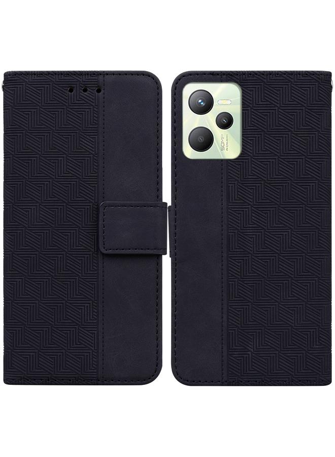 S-TOP Case For OPPO Realme C35 Geometric Embossed Leather Phone Case - Image 1