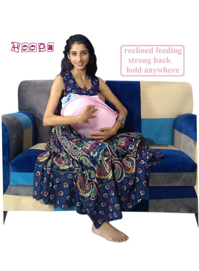 هوبا وسادة رضاعة قطنية 2 في 1 بغطاء وردي | وسادة رضاعة مع غطاء | وسادة رضاعة مع غطاء حاملة أطفال، حاملة متكئة، حاملة أطفال - Image 4