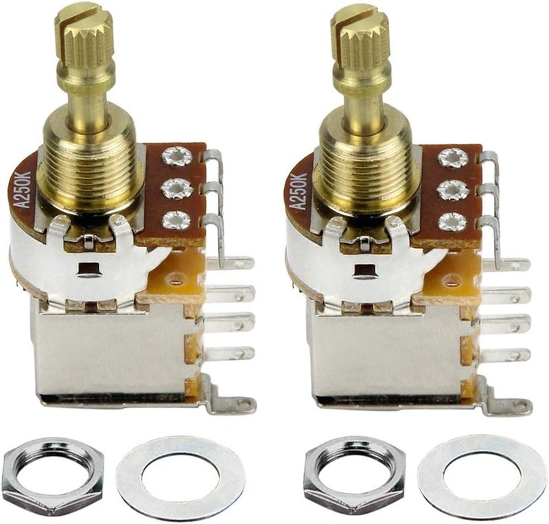 FLEOR 2pcs A250K Push Push Guitar Pots Short Copper Split Shaft Audio Taper Potentiometers - Image 1