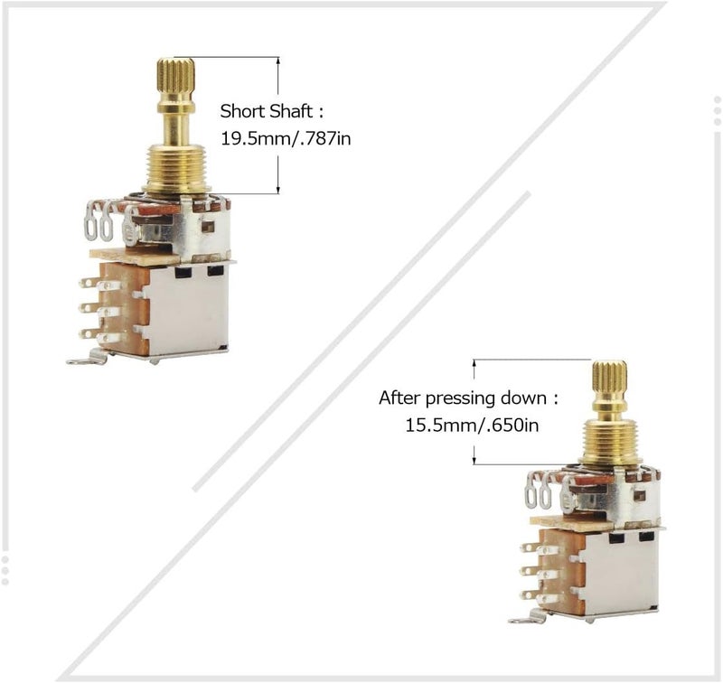 FLEOR 2pcs A250K Push Push Guitar Pots Short Copper Split Shaft Audio Taper Potentiometers - Image 5