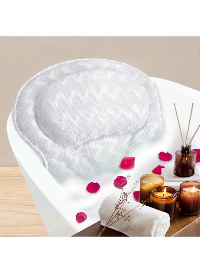 Viventive Luxury Bath Pillow for Tub - Non-Slip and Extra-Thick, Head, Neck, Shoulder and Back Support. Soft and Large Comfort Bathtub Pillow Cushion Headrest for Relaxation - Fits Any Tub Made of 3D Mesh - Image 1