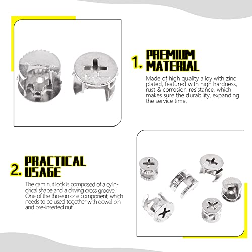 Mardatt 100 Pcs 4 Size Furniture Connecting Cam Lock Assortment Kit, Heavy Duty Locking Cam Fitting Lock Nut Connectors for Cabinet Drawer (11.8 * 10/14.6 * 11.5/14.7 * 13.5/14.5 * 9.5mm) - Image 3