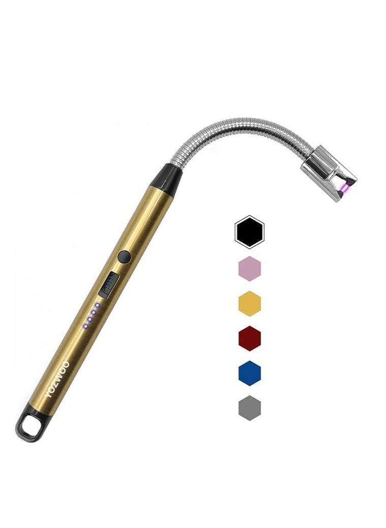 Generic - Electric Lighter: USB Type-C rechargeable electronic lighter with flameless plasma arc technology. Features a long design and smart LED battery display, perfect for camping, cooking, and home use gold - Image 1