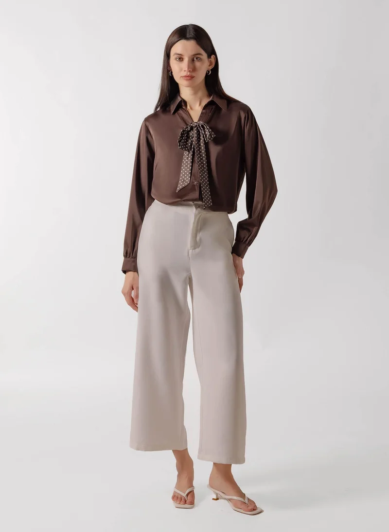شايبس POLKA DOT TIE SATIN SHIRT
