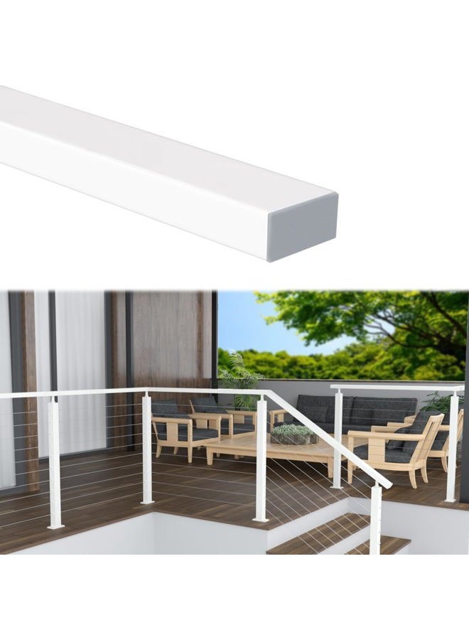 Muzata 6'6" Stainless Steel Handrail Flat Handrail White Cable Railing Top Rail Deck Stair Indoor Outdoor, HT10 WP4 - Image 1