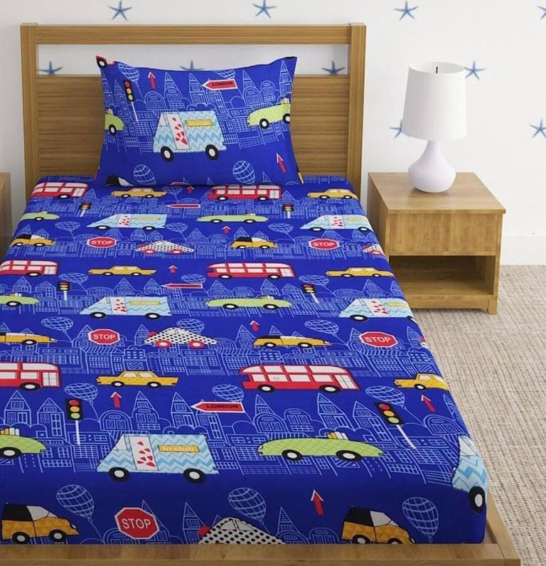 OMAJA HOME OMAJA HOME Digital Print Combo Pack of 3 Single Bed Sheet 3 Bed Sheet and 3 Pillow Cover Special for Kids Room Multicolor_07  - Image 2
