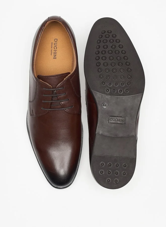 DUCHINI Men's Solid Derby Shoes with Lace-Up Closure