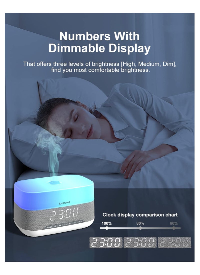 SYOSI - Essential Oil Diffuser, Aroma Diffuser with Bluetooth Speaker Alarm Clock - 300ml Cool Mist Humidifier with 7 Colors Lights 5 Timer for Large Room Home Office - Image 1