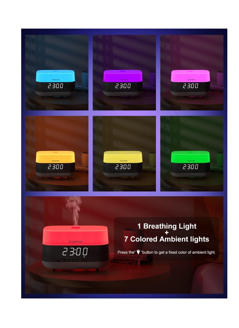 SYOSI - Essential Oil Diffuser, Aroma Diffuser with Bluetooth Speaker Alarm Clock - 300ml Cool Mist Humidifier with 7 Colors Lights 5 Timer for Large Room Home Office - Image 1