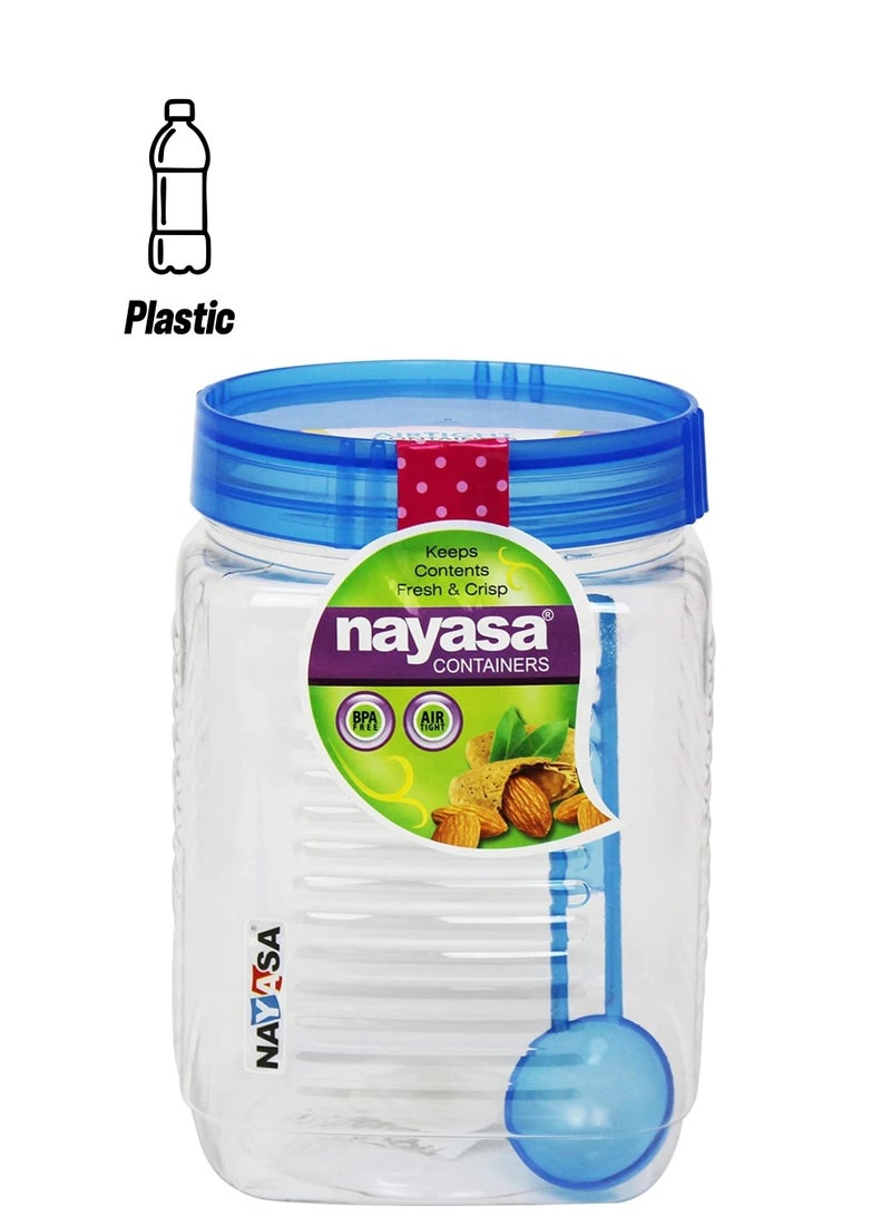 Plastic Food Storage Containers for Kitchen with Spoon Assorted Colors Airtight BPA-Free Clear Pantry Organization Canisters for Dry Goods